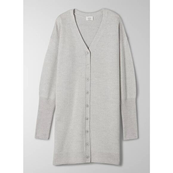 Wilfred Aritzia Utopia Heather Gray Longline Duster Midi Sweater Dress SZ L - Picture 2 of 12